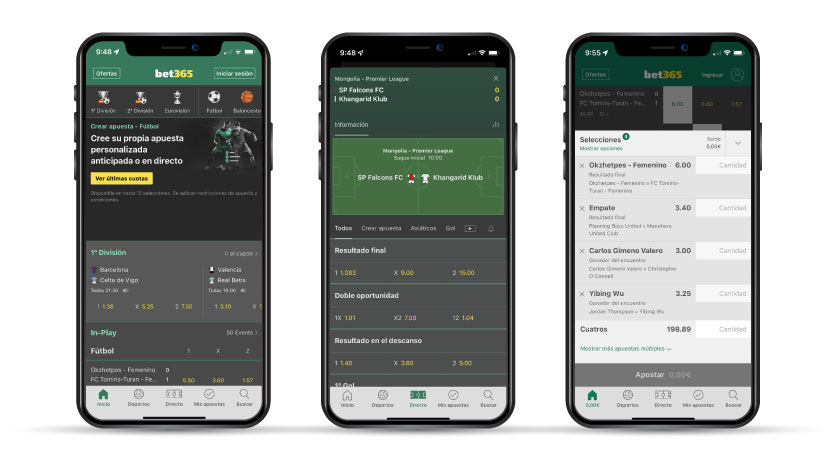 Apostar desde la app bet365, pasos 4, 5 y 6