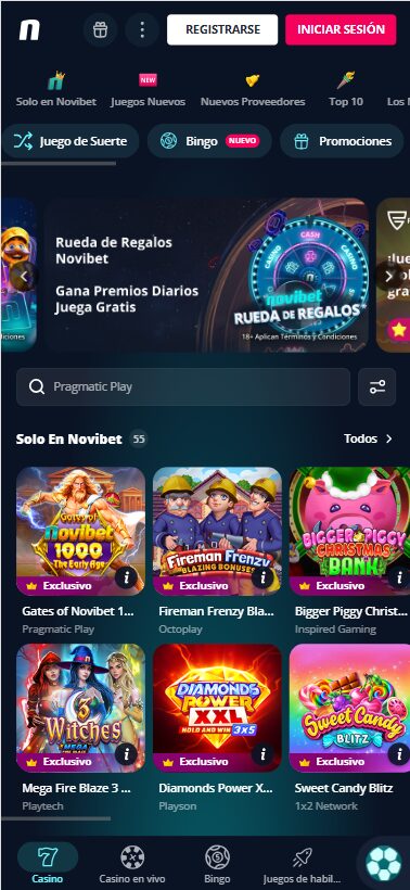 Experiencia de casino en la App Novibet