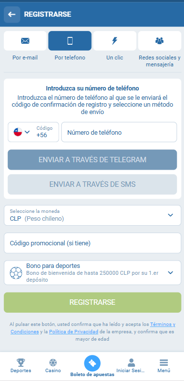 Registro en la App 1xbet desde dispositivos móviles
numero de telefono