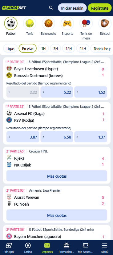Apuestas en vivo con JugabetApp