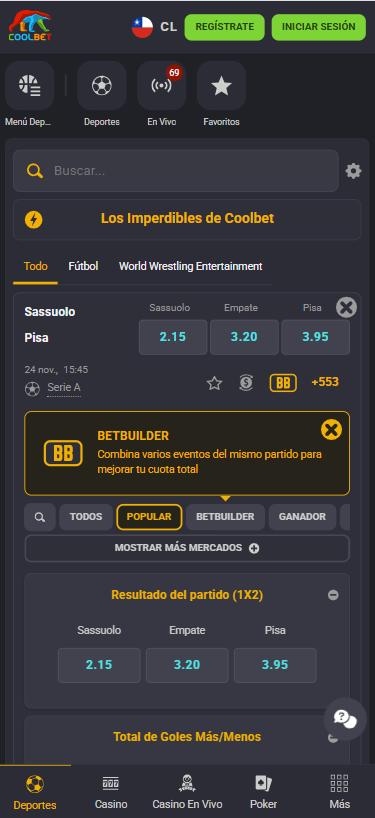 Variedad de apuestas y mercados disponibles