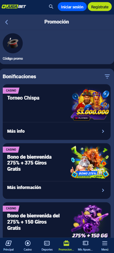 Promociones y ofertas en la App Jugabet
