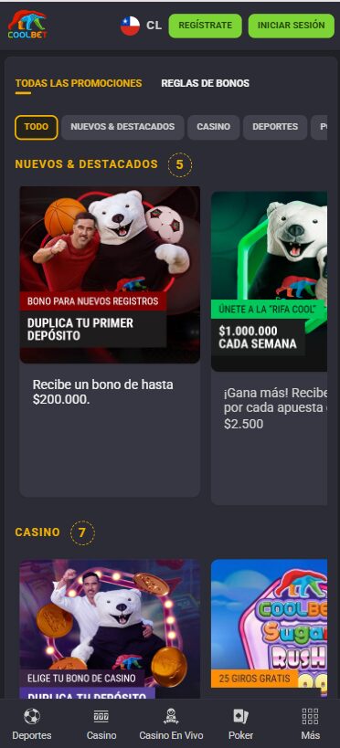 Promociones y ofertas en la App Coolbet