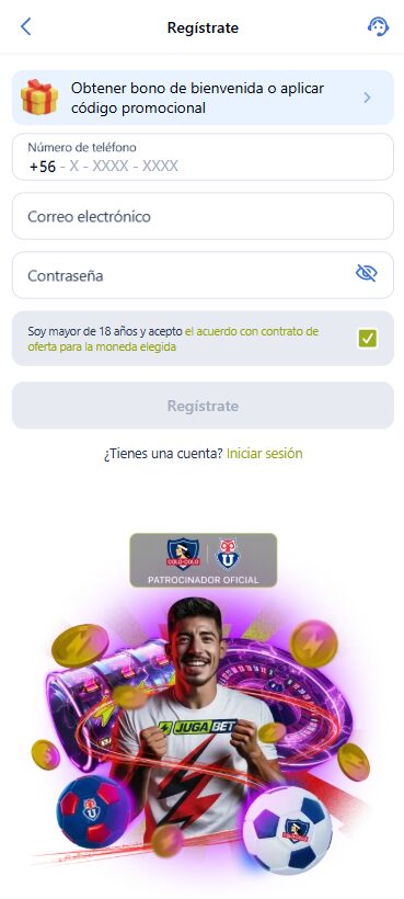 Registro en la App Jugabet desde dispositivos móviles