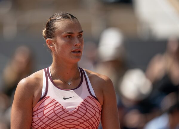 Jun 8 2023; Paris,France; Aryna Sabalenka during her semi final match agains Karolina Muchova (CZE) on day 12 at Stade Roland-Garros.