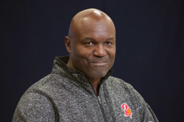 Feb 25, 2025; Indianapolis, IN, USA; Tampa Bay Buccaneers coach Todd Bowles speaks speaks during the NFL Scouting Combine at the Indiana Convention Center.