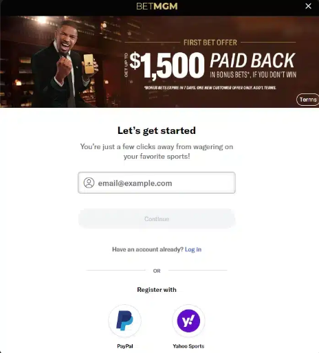 BETMGM lets get started 