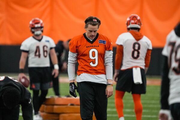 Bengals Joe Burrow (9) returns to practice on Monday November 10, 2025.