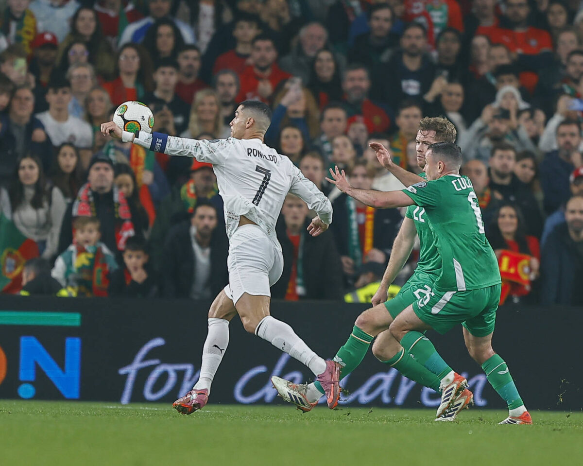 13th November 2025; Aviva Stadium, Dublin, Ireland; FIFA World Cup, Qualifiers International Football, Republic of Ireland versus Portugal; Cristiano Ronaldo (c) of Portugal makes a run with the ball.