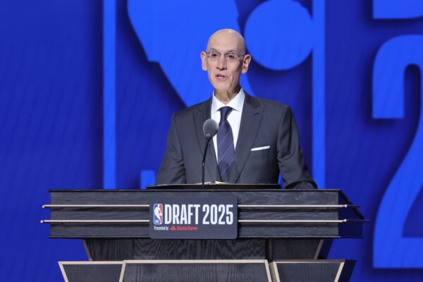 NBA commissioner Adam Silver speaks during the 2025 NBA Draft at Barclays Center.