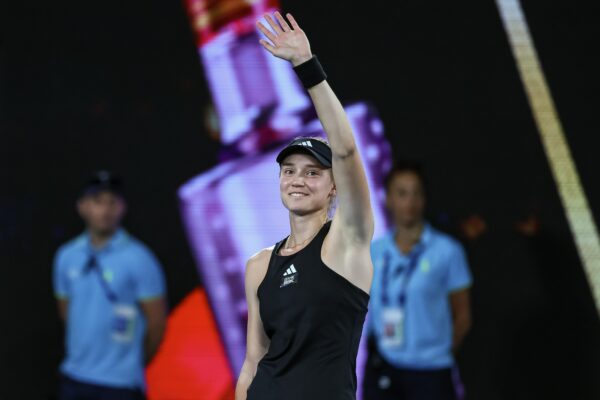 Jan 24, 2023; Melbourne, Victoria, Australia; Elena Rybakina from Russia after her quarter final match against Jelena Ostapenka from Latvia on day nine of the 2023 Australian Open tennis tournament at Melbourne Park.