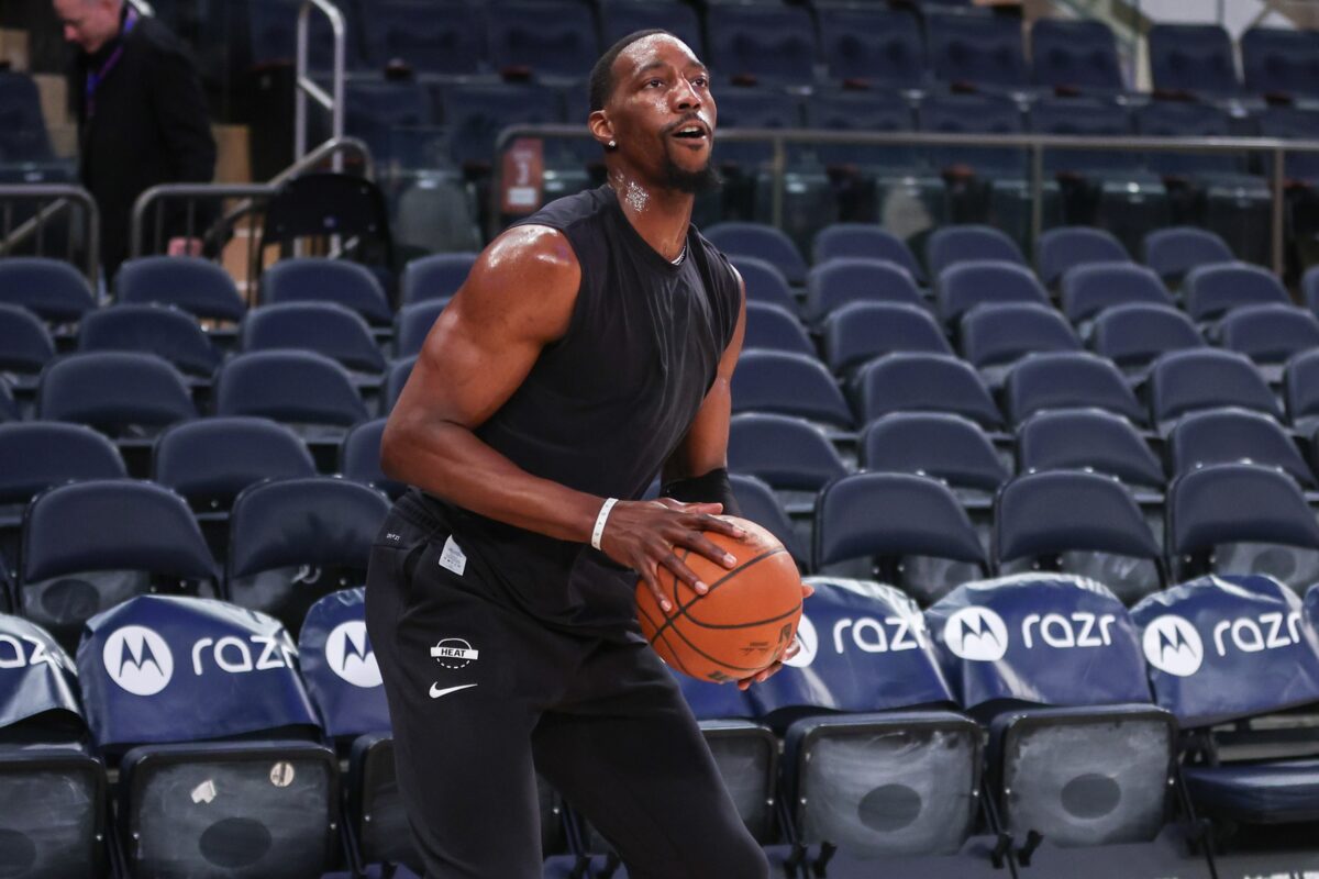 Miami Heat center Bam Adebayo (13) warms up prior to the game against the New York Knicks at Madison Square Garden.