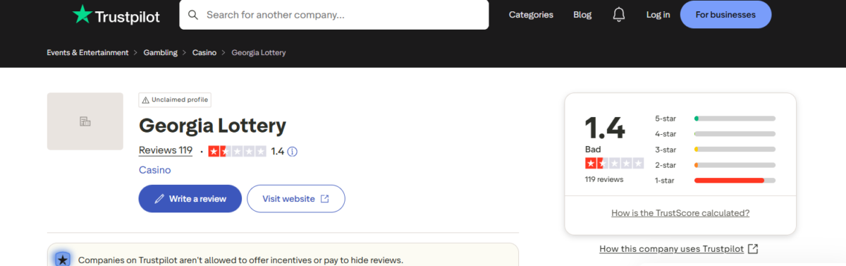 The Georgia Lottery App
Trustpilot