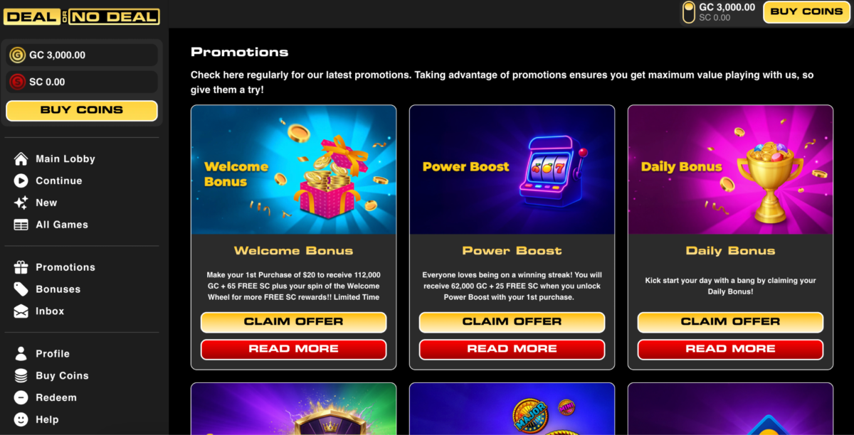 Other Deal or No Deal Bonuses and Promotions