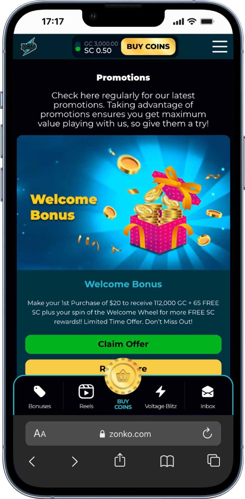 Claim the Zonko Bonus