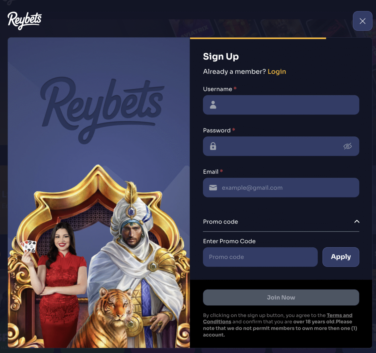 reybets registration form