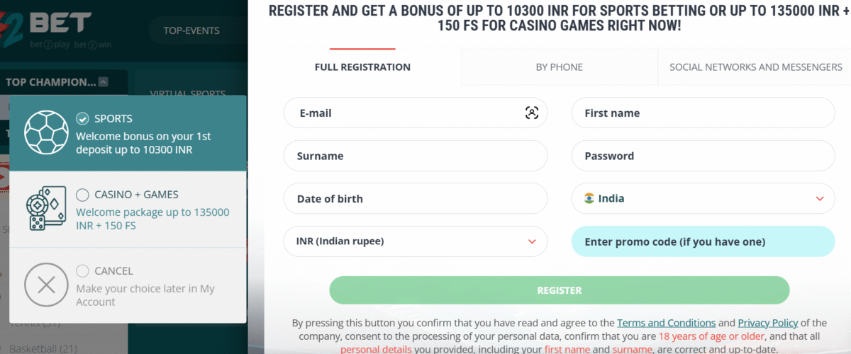 22Bet Registration