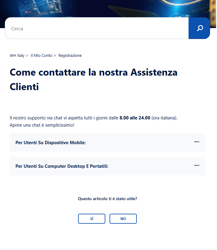 William Hill Supporto clienti e assistenza