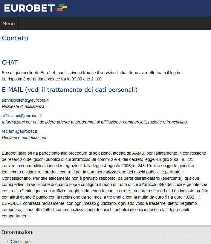 Eurobet Supporto clienti e assistenza