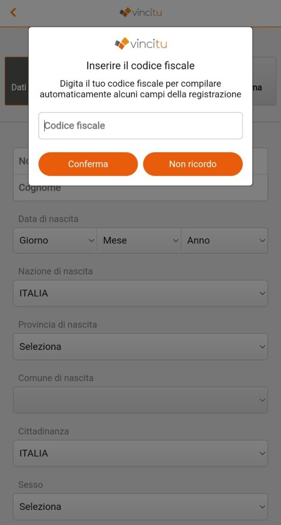 Registrazione rapida con SPID/CIE