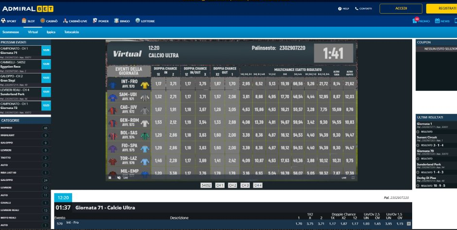 Admiralbet Scommesse virtuali