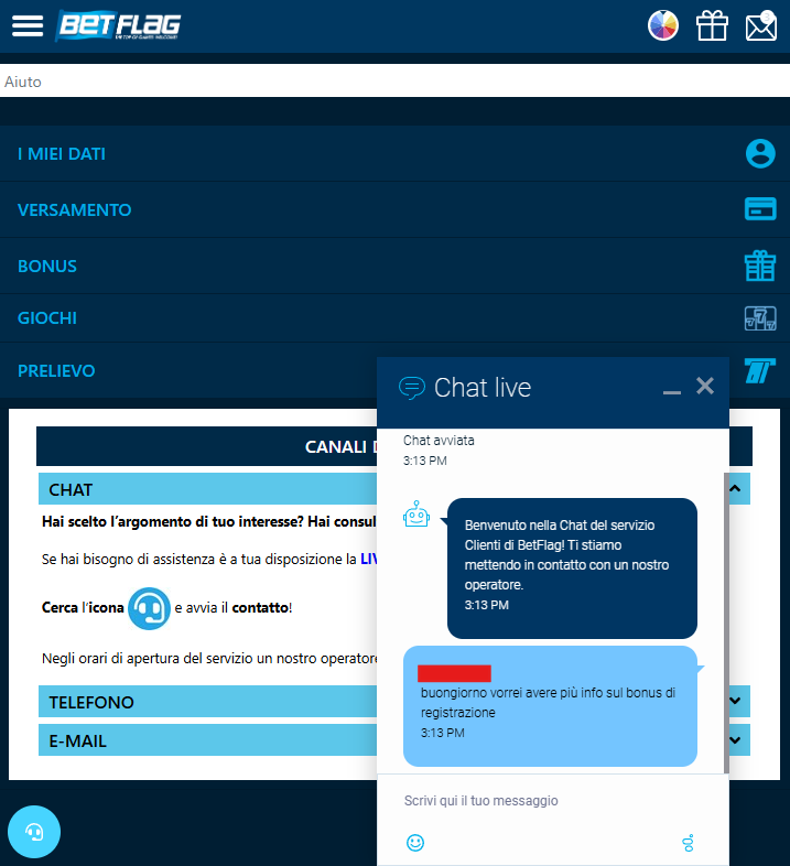 Supporto clienti Betflag