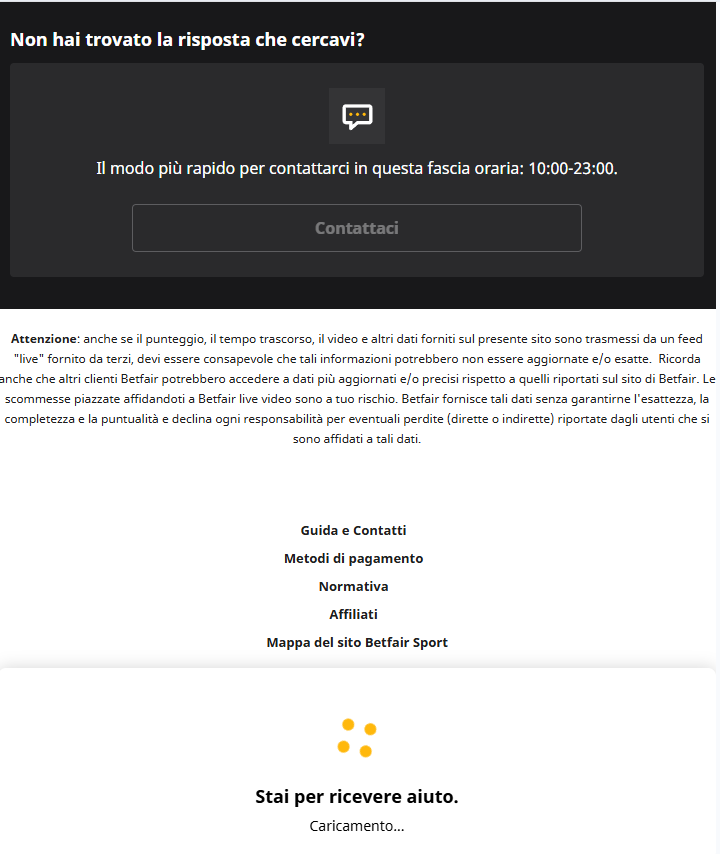 Servizio clienti Betfair