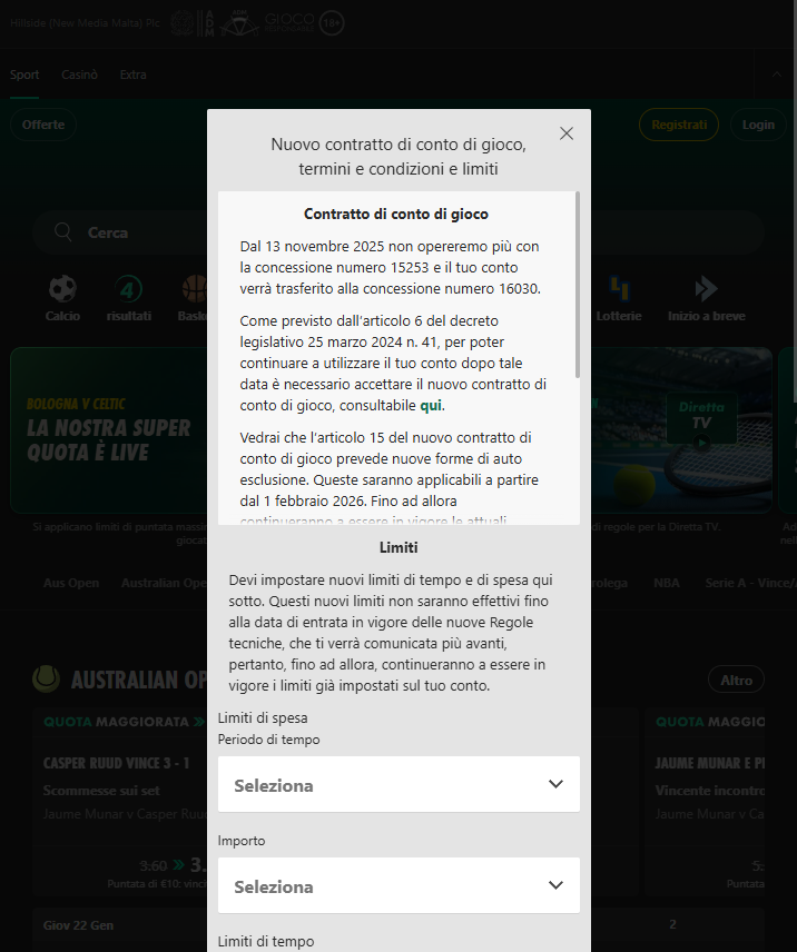 Effettuare un deposito bet365