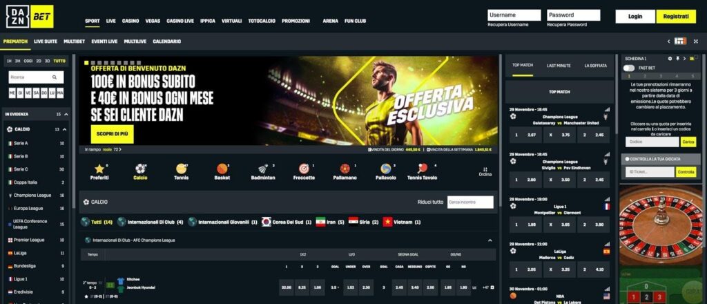 Scommesse Sportive su DAZNBet