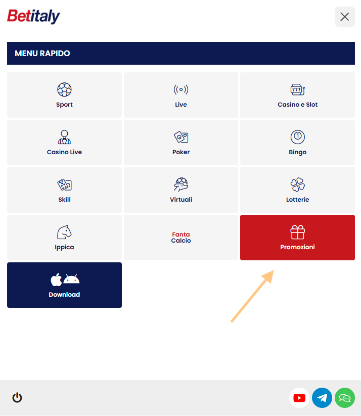 Bonus utilizzabili tramite App BetItaly