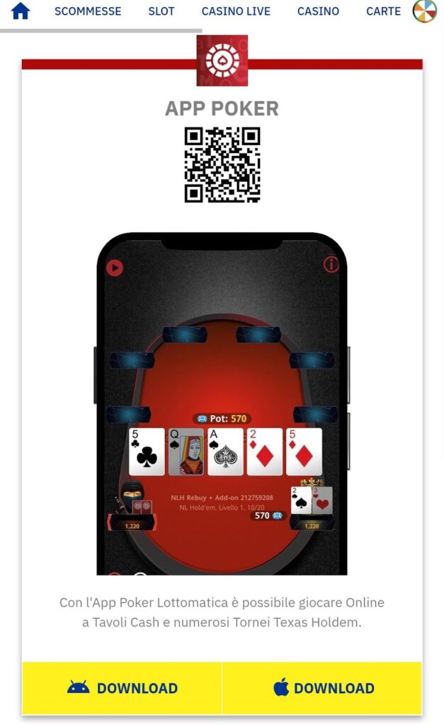 Lottomatica app poker