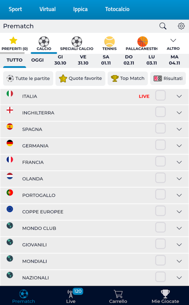 Tipologie di scommesse su AdmiralBet