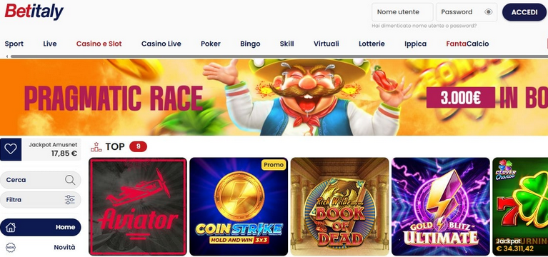 BetItaly Struttura del sito