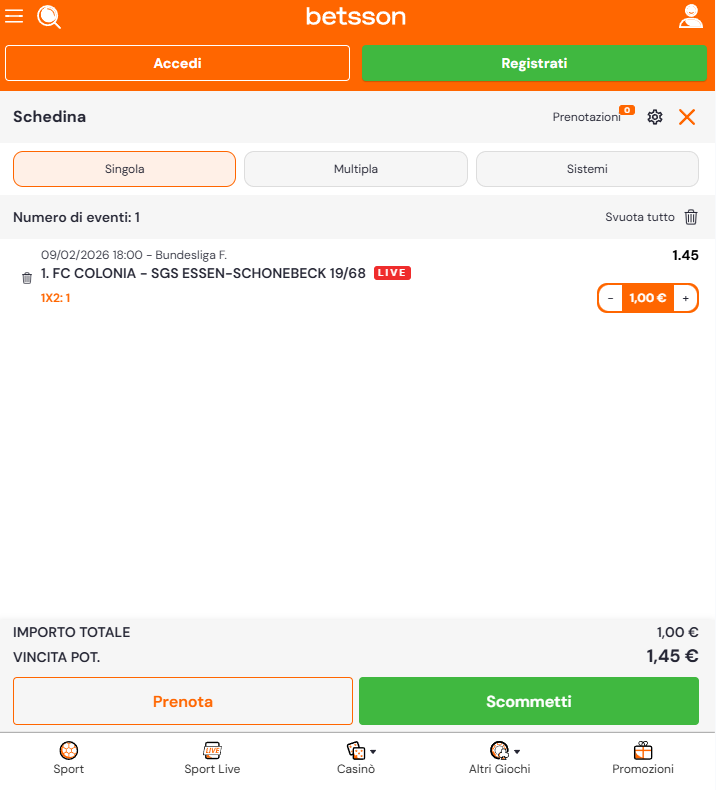 Come piazzare la tua prima scommessa su Betsson