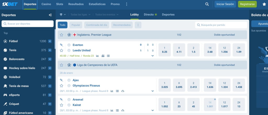 1xBet: competitividad y volumen de mercados