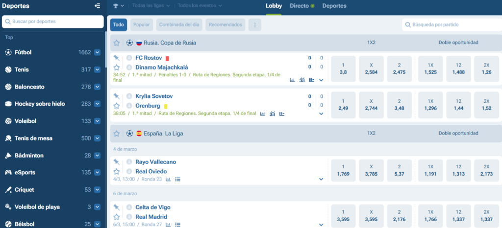 Apuestas de fútbol en 1xbet LATAM