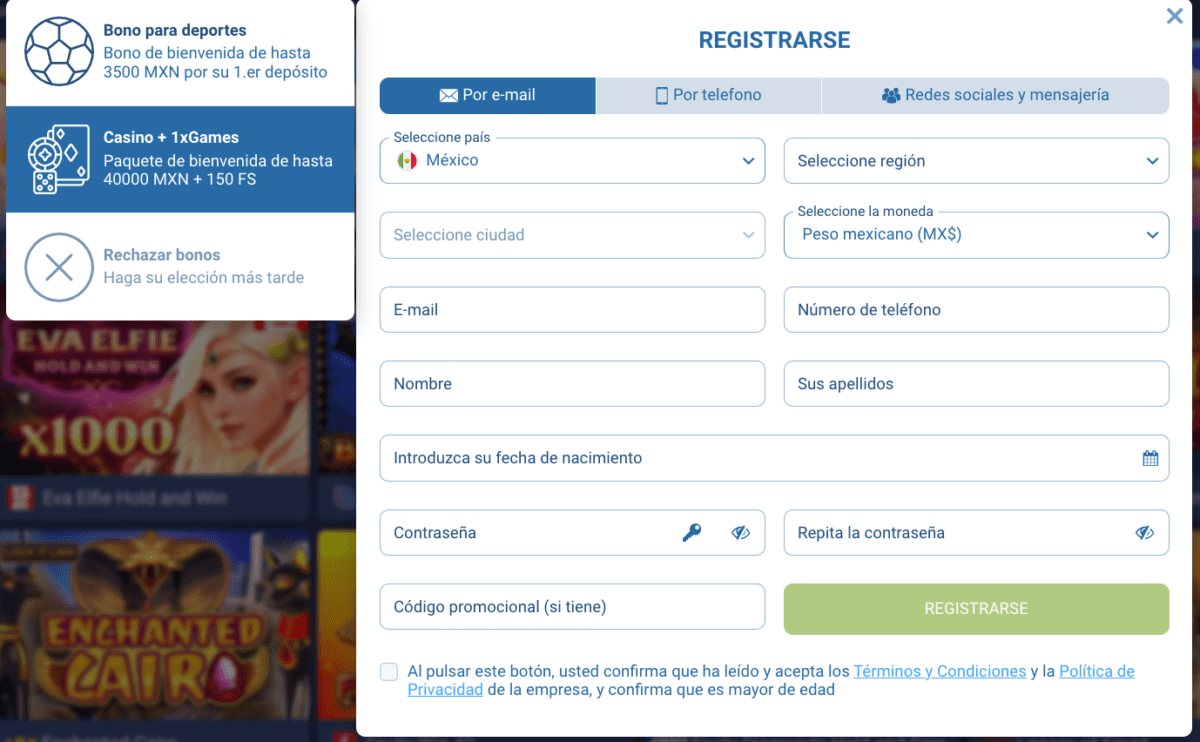 Bono de bienvenida, promociones y cómo registrarte para reclamar el bono