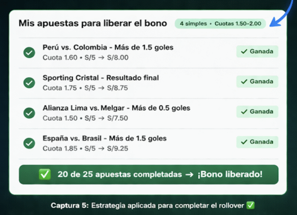 captura de apuestas ganadas