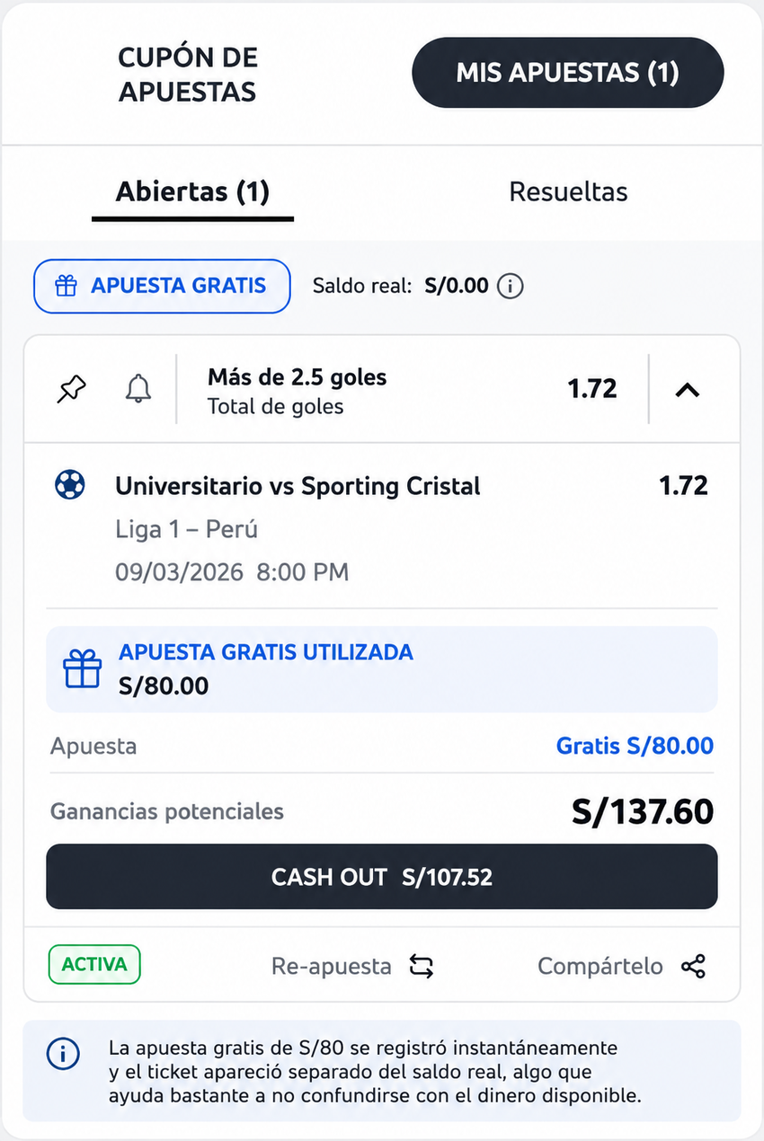 Captura del ticket de apuesta Betano