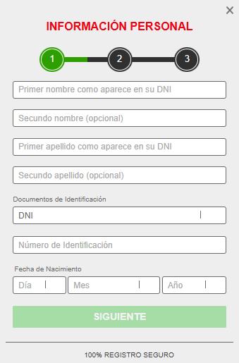 Caliente crear cuenta información personal