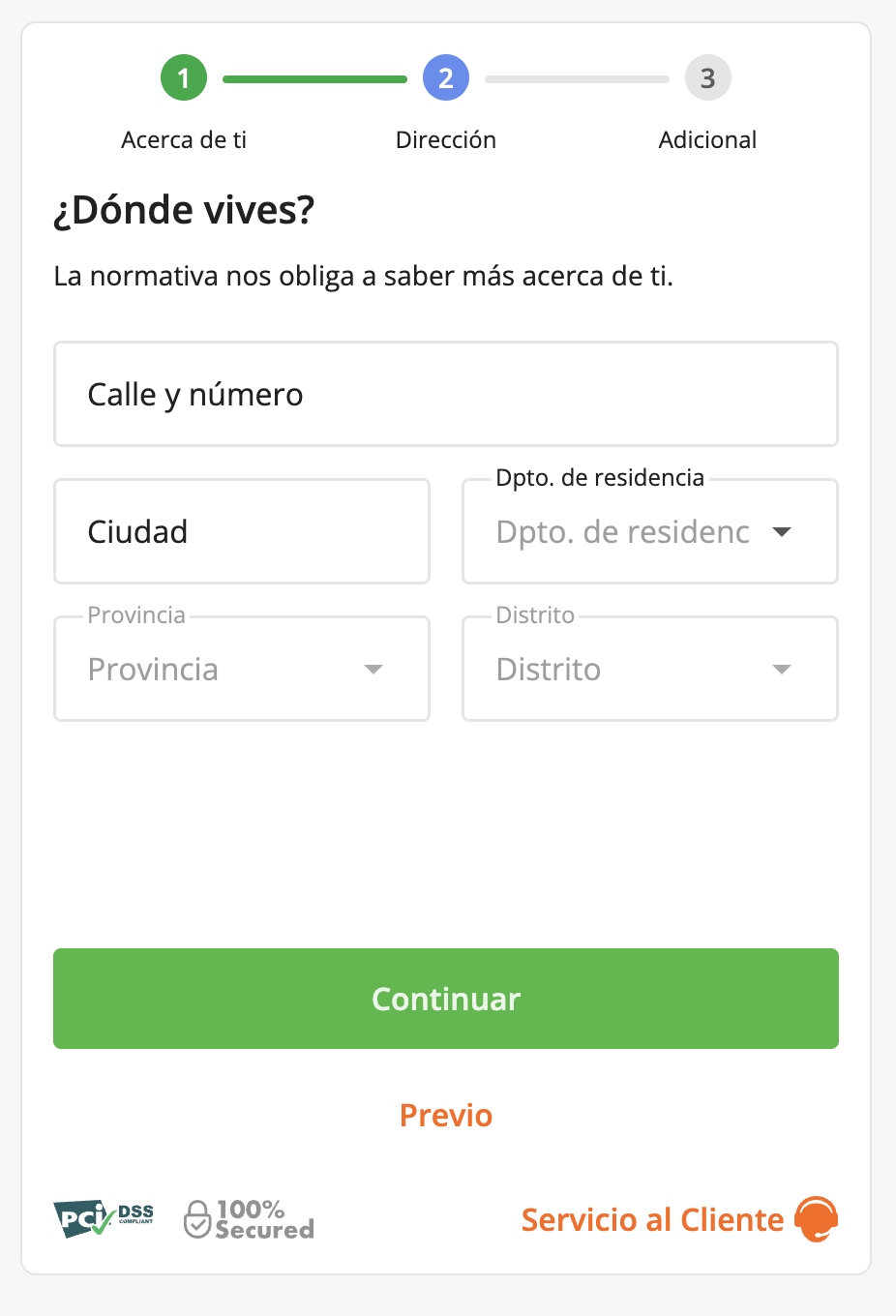 Formulario de Registro Betsson Per&uacute; paso 1