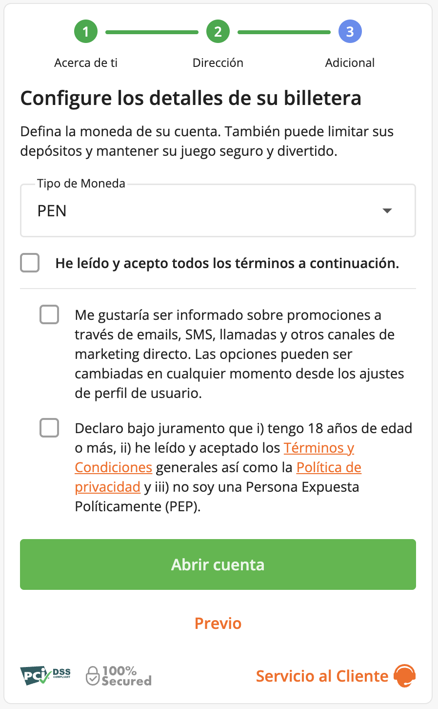 Formulario de Registro Betsson Per&uacute; paso 4