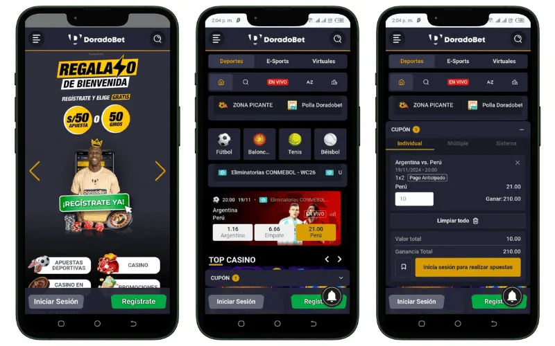 App de Doradobet secci&oacute;n de registro