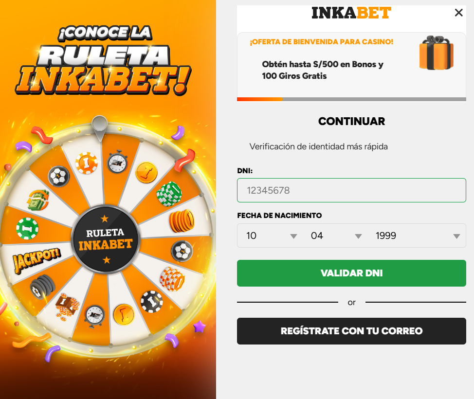 Inkabet registrarse