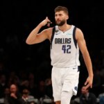 NEW YORK, NEW YORK - OCTOBER 27: (NEW YORK DAILIES OUT) Maxi Kleber #42 of the Dallas Mavericks in action against the Brooklyn Nets at Barclays Center on October 27, 2022 in New York City. The Mavericks defeated the Nets 129-125 in overtime. NOTE TO USER: User expressly acknowledges and agrees that, by downloading and or using this photograph, User is consenting to the terms and conditions of the Getty Images License Agreement. (Photo by Jim McIsaac/Getty Images)