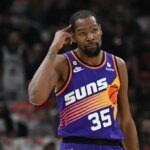 CHICAGO, ILLINOIS - MARCH 03: Kevin Durant #35 of the Phoenix Suns during the game against the Chicago Bulls at United Center on March 03, 2023 in Chicago, Illinois.
