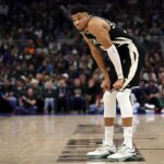 MILWAUKEE, WISCONSIN - APRIL 16: Giannis Antetokounmpo #34 of the Milwaukee Bucks waits for a free throw during Game One of the Eastern Conference First Round Playoffs against the Miami Heat at Fiserv Forum on April 16, 2023 in Milwaukee, Wisconsin. Miami defeated Milwaukee 130-117.