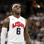 USA Labron James during his sides win over Spain in the men's basketball final on sixteen of the Olympic Games at the North Greenwich Arena, London.