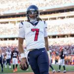 CINCINNATI, OHIO - NOVEMBER 12: C.J. Stroud #7 of the Houston Texans celebrates after scoring a touchdown in the fourth quarter against the Cincinnati Bengals at Paycor Stadium on November 12, 2023 in Cincinnati, Ohio.