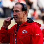 INGLEWOOD, CALIFORNIA - JANUARY 7: Kansas City Chiefs defensive coordinator Steve Spagnuolo on the sideline during a game against the Los Angeles Chargers at SoFi Stadium on January 7, 2024 in Inglewood, California.